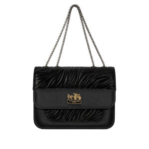 Nyxara Fairy Black Wave-Textured Structured Shoulder Bag with Chain Strap