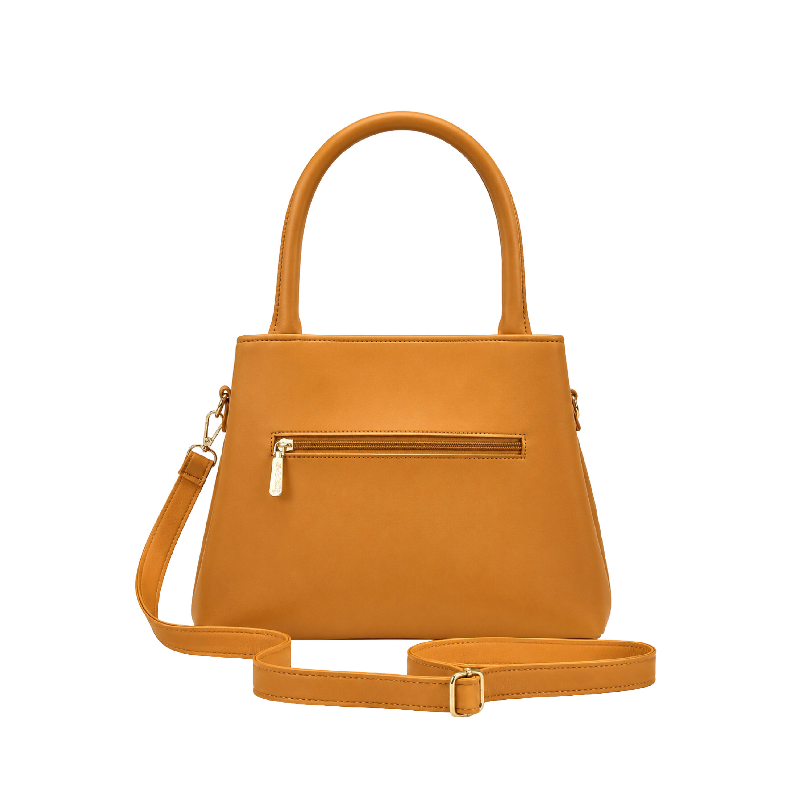 Aurelia Fairy Mustard Yellow Structured Handbag with Tassel Detail and Double Top Handles