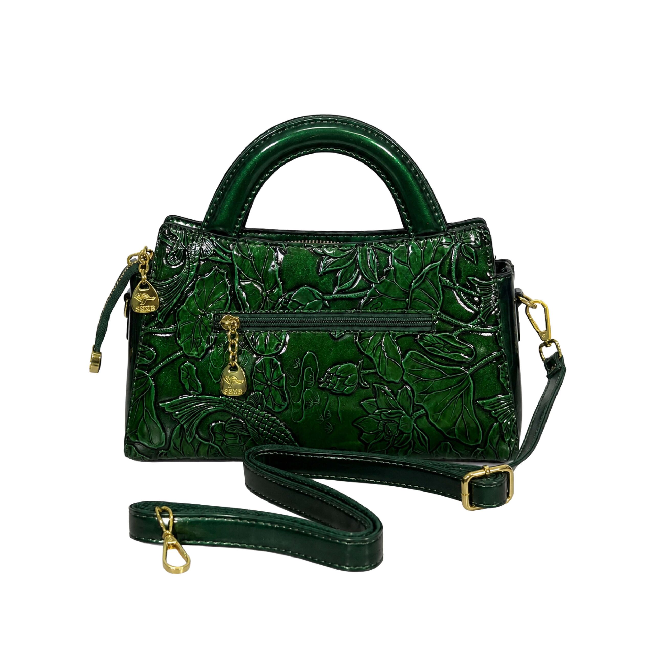 Sylvara Fairy Deep Green Embossed Handbag
